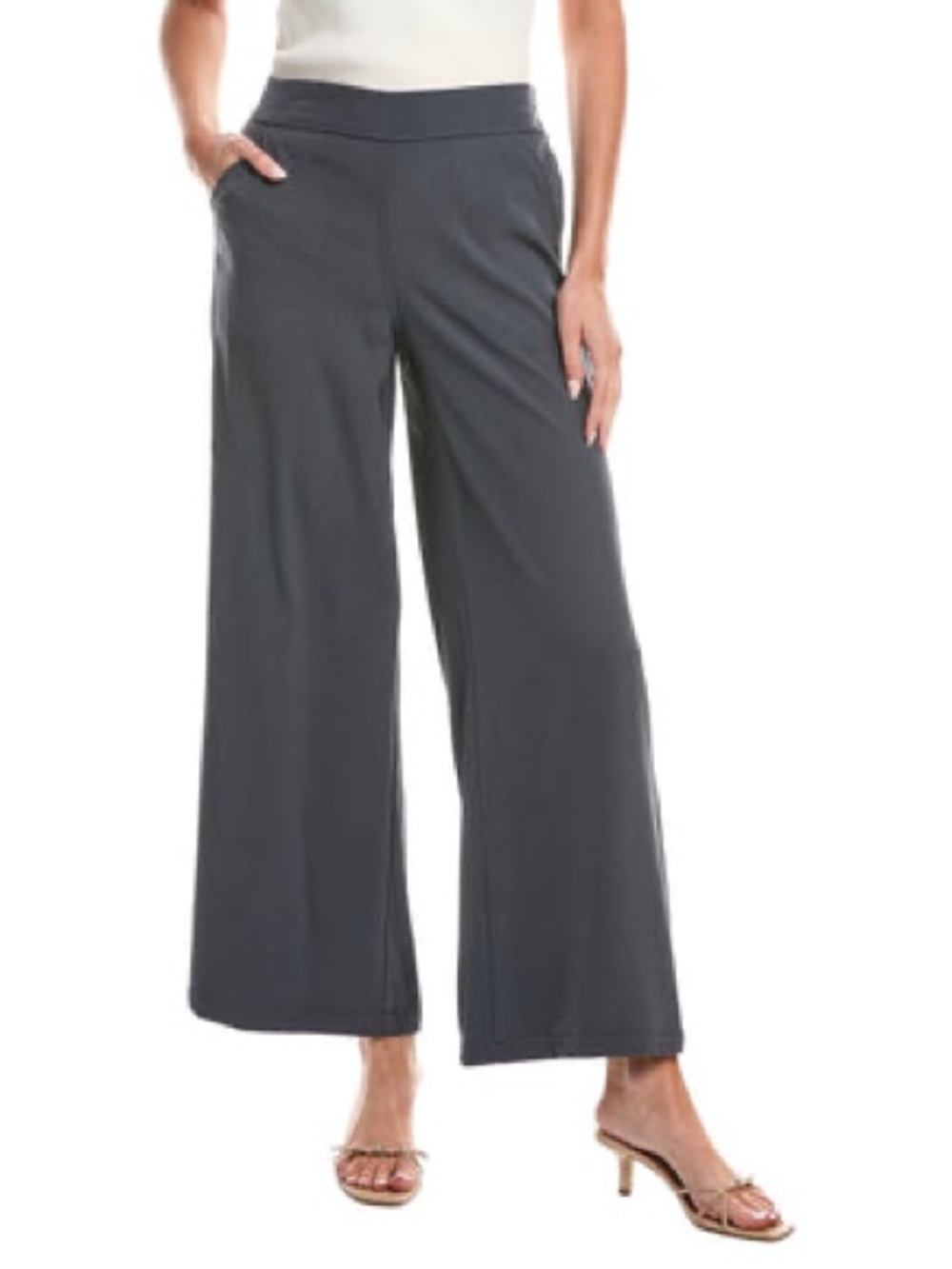 Max Studio Wide-Leg Pull-On Pants in Charcoal Gray